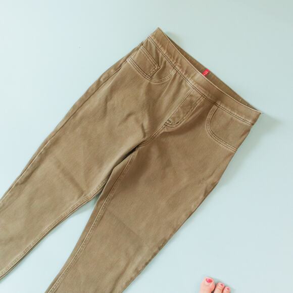 Spanx Olive Green Jeanish Compression Waist Skinny Jeans Size Medium - Picture 3 of 9